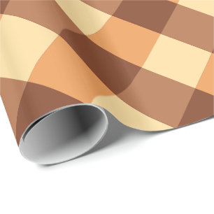 Papier Cadeau Grand damier de Buffalo, brun clair et jaune doré
