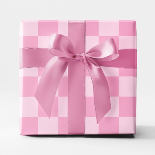 Papier Cadeau Grand Damier Rose Clair