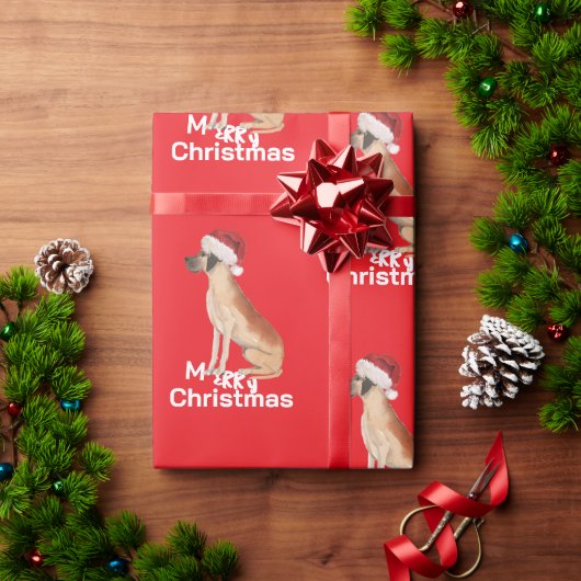 Papier Cadeau grand Dane Fête Noël Joyeux Santa Hat (Cadeau de vacances)