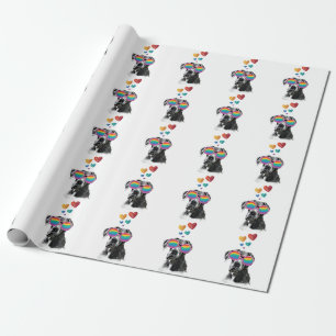 Papier Cadeau Grand Danois avec coeurs Saint-Valentin