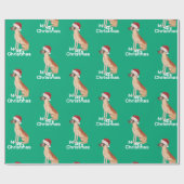 Papier Cadeau Grand Danse Noël Vert Joyeux Père Noël (Plat)