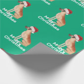 Papier Cadeau Grand Danse Noël Vert Joyeux Père Noël (Coin)