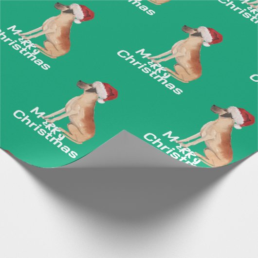 Papier Cadeau Grand Danse Noël Vert Joyeux Père Noël (Coin)