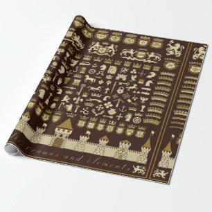 Papier Cadeau Grand ensemble d'éléments héraldiques.