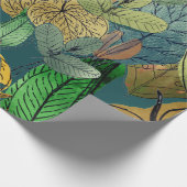 Papier Cadeau Grand Feuillage Vert, Brown, Turquoise, Rouille (Coin)