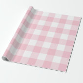 Papier Cadeau Grand Gingham Rose Pâle et Blanc (Déroulé)