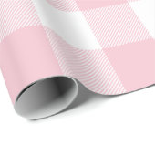 Papier Cadeau Grand Gingham Rose Pâle et Blanc (Coin rond)