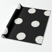 Papier Cadeau Grand Gras Pois d'ivoire Motif sur le Mariage noir (Déroulé)