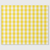 Papier Cadeau Grand guingan jaune et blanc d'or (Plat)
