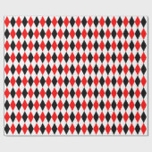 Papier Cadeau Grand harlequin rouge et noir et blanc (Plat)