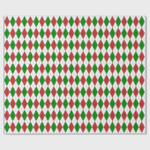 Papier Cadeau Grand Jacquard rouge foncé, vert et blanc (Plat)