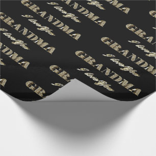 Papier Cadeau Grand-mère Je t'aime Black Gold Sparkles Typograph