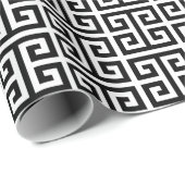 Papier Cadeau Grand motif clé grec noir et blanc (Coin rond)