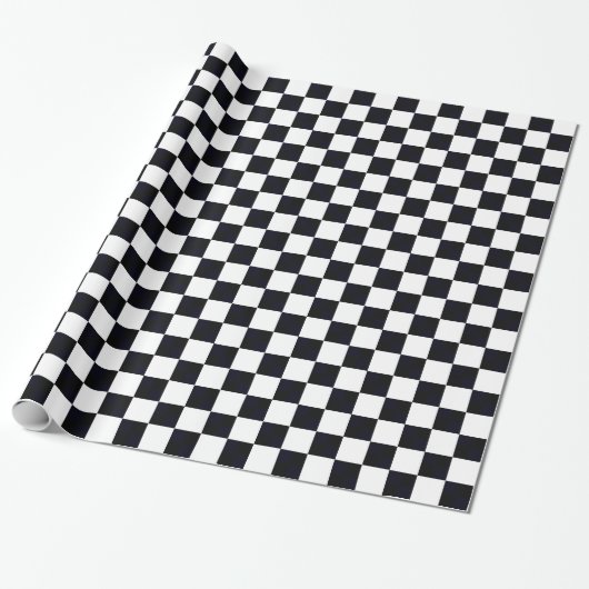 Papier Cadeau Grand Motif de chèques noir et blanc (Déroulé)