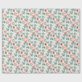 Papier Cadeau Grand Motif traditionnel vert et rouge (Plat)