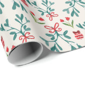 Papier Cadeau Grand Motif traditionnel vert et rouge (Coin rond)