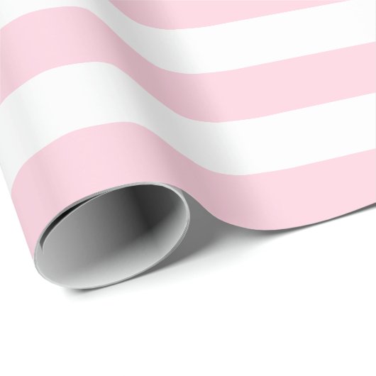 Papier Cadeau Grand papier d'emballage de rayures rose-clair et (Coin rond)