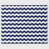 Papier Cadeau Grand papier d'emballage de vagues de bleu marine (Plat)