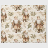 Papier Cadeau Grand Père Noël Retro Gold (Plat)