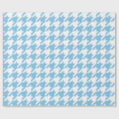 Papier Cadeau Grand pied-de-poule bleu-clair et blanc (Plat)