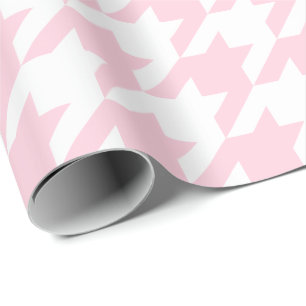 Papier Cadeau Grand pied-de-poule rose-clair et blanc