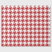Papier Cadeau Grand pied-de-poule rouge foncé et blanc (Plat)
