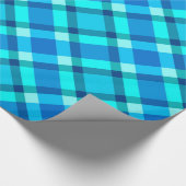 Papier Cadeau Grand Plaid Moderne, Bleu Cobalt, Aqua & Turquoise (Coin)