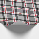 Papier Cadeau Grand Plaid moderne, noir, blanc, gris et rouge (Coin)