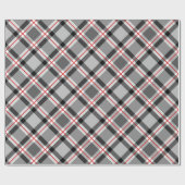 Papier Cadeau Grand Plaid moderne, noir, blanc, gris et rouge (Plat)