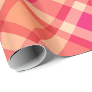Papier Cadeau Grand Plaid moderne, orange, corail et rose Fuchsi