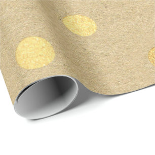 Papier Cadeau Grand Pois Kraft Gold Élégant minimal