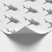 Papier Cadeau grand requin blanc nageant à l'avant (Coin)
