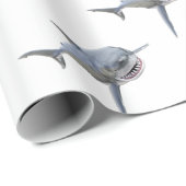 Papier Cadeau grand requin blanc nageant à l'avant (Coin rond)