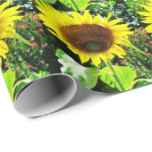 Papier Cadeau Grand tournesol jaune (Coin rond)