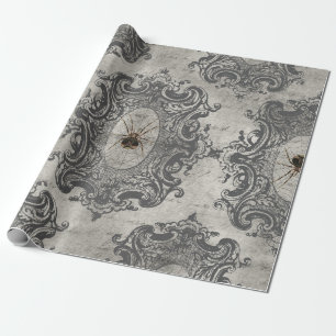 Papier Cadeau Grande araignée encadrée sur gris clair