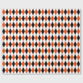 Papier Cadeau Grande arlequine noire, orange vif et blanche (Plat)