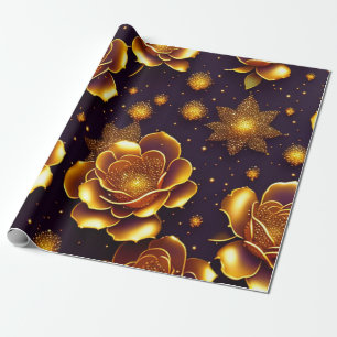 Papier Cadeau Grande Collection Gold Rose moderne de luxe