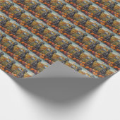 Papier Cadeau Grande Dane Chien Automne Récolte Thankgiving (Coin)