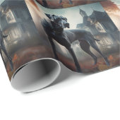 Papier Cadeau Grande Dane Halloween effrayante (Coin rond)