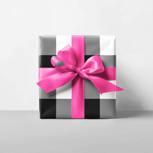 Papier Cadeau Grande En vichy noire et blanche