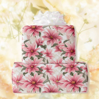 Papier Cadeau Grande Fête des mariées Fleurs Roses Fleurs Floral