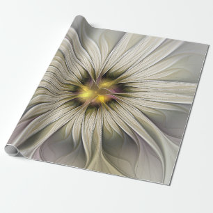 Papier Cadeau Grande fleur d'ivoire, art fractal moderne abstrai