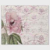 Papier Cadeau Grande Fleur rose Vintage avec musique (Plat)