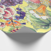 Papier Cadeau Grande impression Tropical Floral Jaune Aquarelle  (Coin)