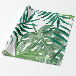 Papier Cadeau Grande Monstère tropicale et Feuilles de palmiers