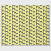 Papier Cadeau Grande silhouette de chien Danse Y&B Grille jaune (Plat)