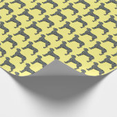 Papier Cadeau Grande silhouette de chien Danse Y&B Grille jaune (Coin)