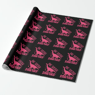 Papier Cadeau Grande soeur Saurus en rose