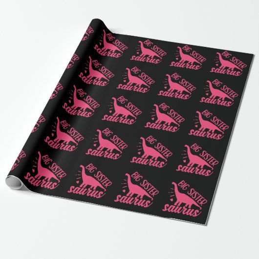 Papier Cadeau Grande soeur Saurus en rose (Déroulé)