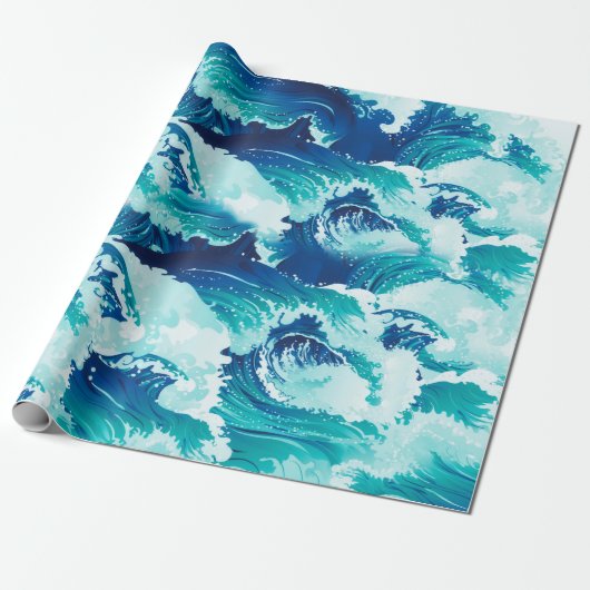 Papier Cadeau Grande vitesse des vagues de mer ou d'océan (Déroulé)